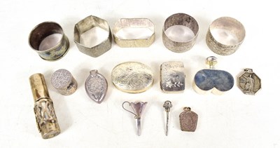 Lot 200 - A selection of silver and white metal, to...