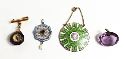 Lot 136 - An Art Deco silver and enamel pendant, of...