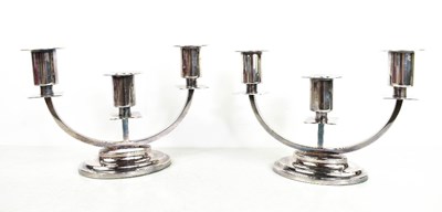 Lot 235 - A pair of silver plated candelabra, three...