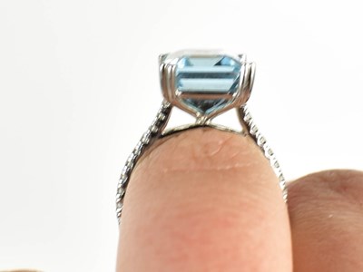 Lot 9 - A Fenton aquamarine, platinum and diamond ring,...