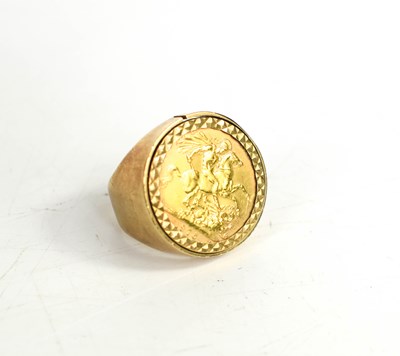 Lot 94 - A full gold sovereign ring, dated 1876,...