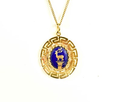 Lot 91 - An 18ct gold pendant necklace, the chain link...