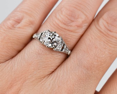 Lot 31 - A fine platinum and diamond art deco solitaire...