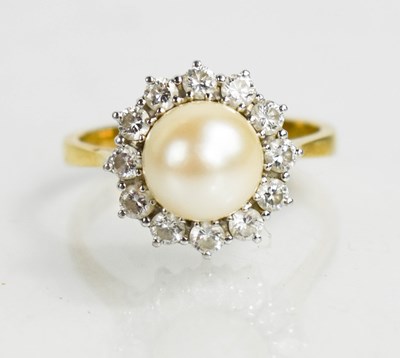 Lot 1 - An 18ct gold, pearl, diamond and platinum ring,...