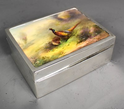 Lot 17 - A silver & Royal Worcester porcelain cigarette...