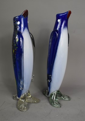 Lot 36 - Two large vintage Murano-style glass penguins,...