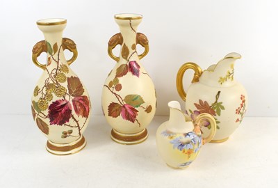 Lot 262 - A Royal Worcester Blush Ivory jug, decorated...