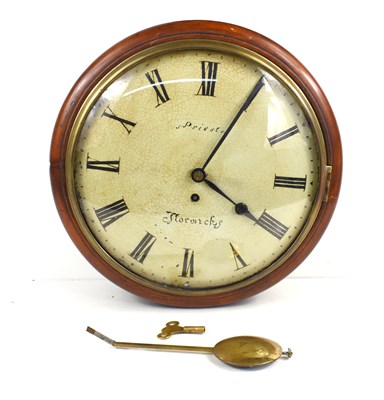Lot 248 - A 19th century mahogany cased fusee wall clock,...