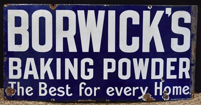 Lot 24 - Enamel Signs: A vintage Borwicks Baking Powder...