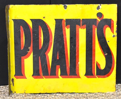 Lot 64 - Enamel Signs: A vintage 'Pratt's' double sided...