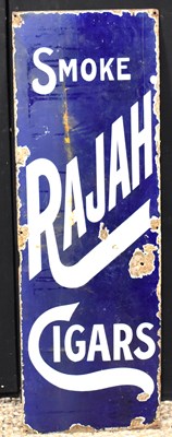 Lot 90 - Enamel Signs: A vintage 'Smoke Rajah Cigars'...