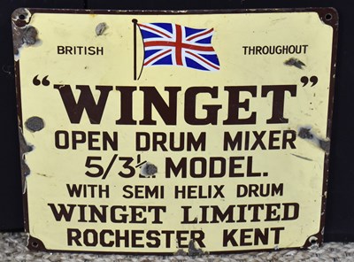 Lot 78 - Enamel Signs: A vintage "Winget" Open Drum...