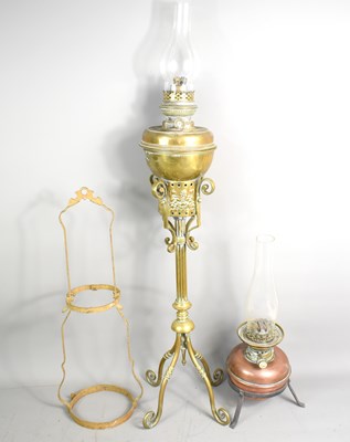 Lot 236 - A 19th century copper oil lamp with Hinks No.2...