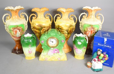 Lot 205 - Two pairs of Victorian porcelain mantle vases...