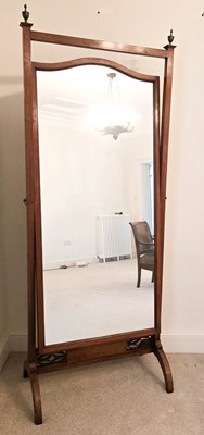Lot 380 - A French 19th century mahogany cheval mirror,...