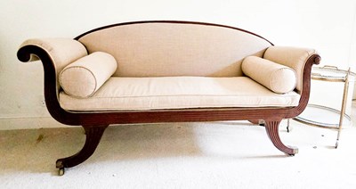 Lot 397 - A Regency mahogany settee, upholstered in...