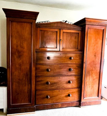 Lot 378 - A large Victorian mahogany wardrobe, composed...