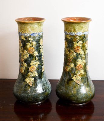 Lot 189 - A pair of Royal Doulton Art Ware vases, relief...