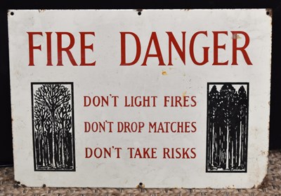Lot 76 - Enamel Signs: A vintage "Fire Danger, Don't...