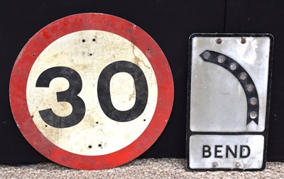 Lot 162 - A vintage aluminium "Bend" road sign with...