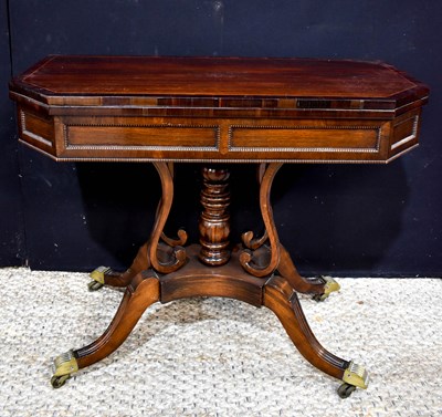 Lot 393 - A 19th century rosewood card table, with...