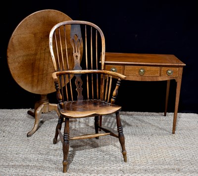 Lot 375 - A 19th century elm Windsor arm chair, together...