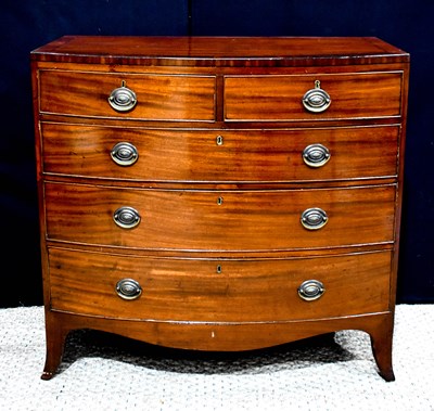 Lot 367 - A 19th century mahogany bow front chest of...