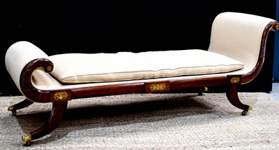 Lot 391 - A Regency rosewood and brass inlaid chaise...