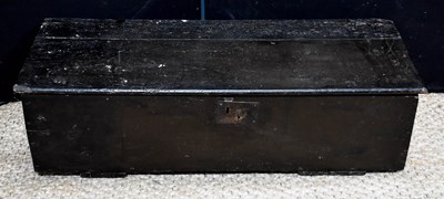 Lot 410 - A painted oak antique coffer / blanket chest,...