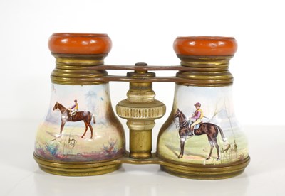 Lot 258 - A vintage pair of porcelain and brass opera...