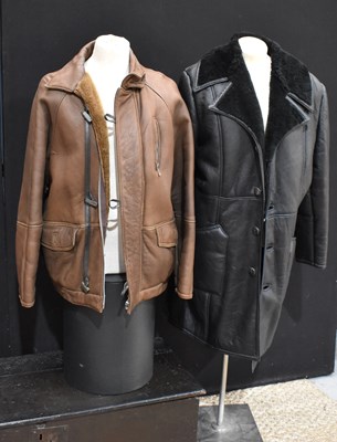 Lot 127 - Two vintage sheepskin lined mens leather...