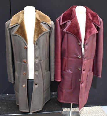 Lot 129 - Two vintage sheepskin lined mens coats, in...