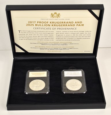 Lot 194 - Two 1oz silver Krugerrands comprising a 2017...