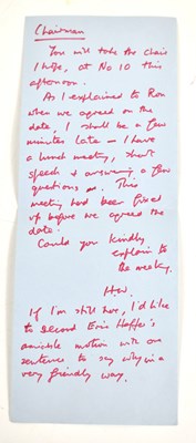 Lot 64 - A handwritten memo from Prime Minister Harold...
