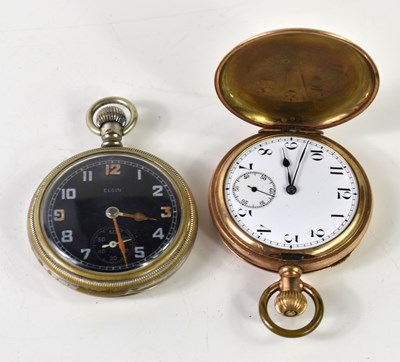 Lot 325 - A gold plated pocket watch with white enamel...