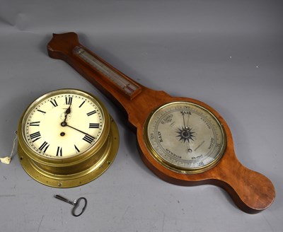 Lot 319 - A 20th century brass ships bulkhead clock, the...