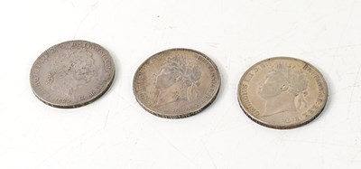 Lot 215 - Three George III silver crowns dating 1820,...