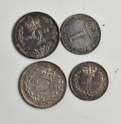 Lot 190 - George III Maundy money comprising twopence...