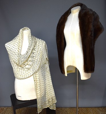 Lot 147 - A vintage mink stole, with brown satin lining...