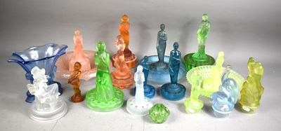 Lot 305 - A quantity of Art Deco coloured frosted glass...