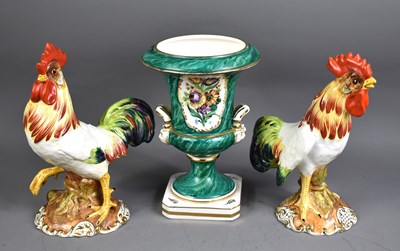 Lot 271 - A pair of Italian ceramic cockerels, 29.5cm,...