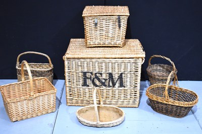 Lot 398 - A Fortnum & Mason wicker basket together with...