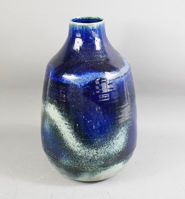 Lot 273 - A blue glazed studio pottery vase with a grey...