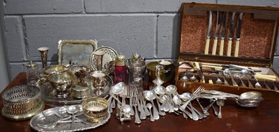 Lot 348 - A large selection of silver plateware, to...
