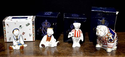 Lot 278 - Four Royal Crown Derby porcelain paperweights;...