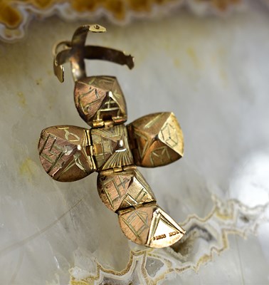 Lot 5 - A silver gilt metamorphic Masonic cross and...