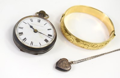 Lot 45 - A silver cased pocket watch together with a...