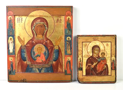 Lot 295 - Two 19th/20th-century Russian icons, one...