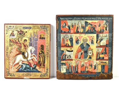 Lot 294 - Two 19th / 20th century Russian icons...