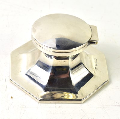 Lot 137 - A silver inkwell of octagonal form, hallmarked...